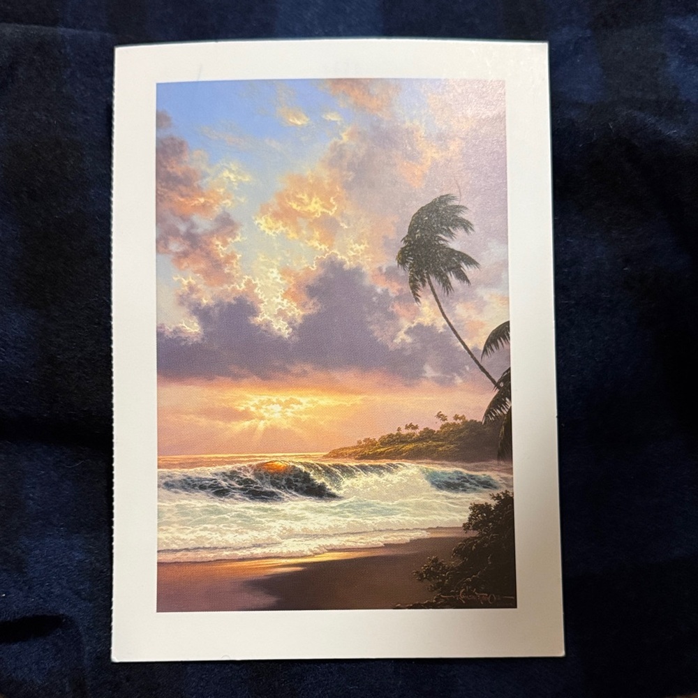 Sunset Beach Palm Art Postcard Print